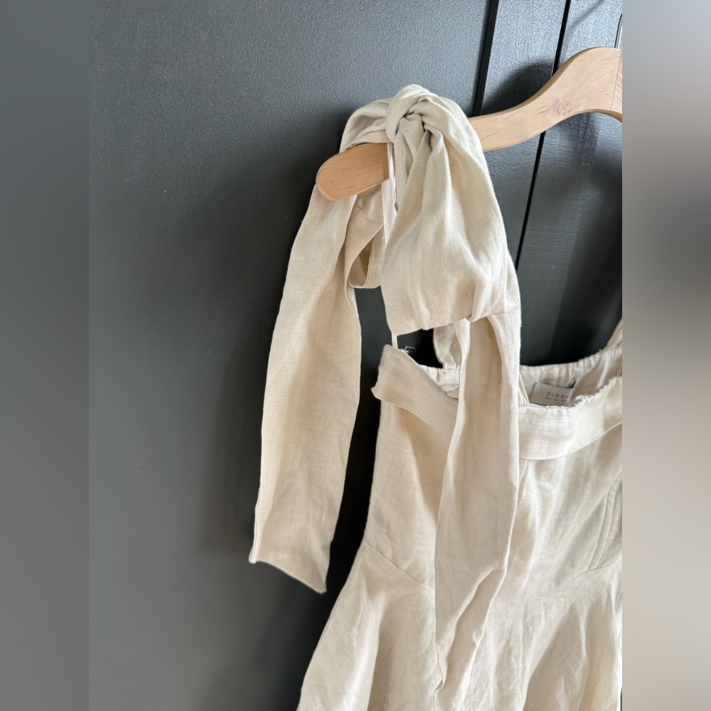 NWT DISSH Natural Linen Aisle Pearl Mini Bow Dress • 4 - Picture 4 of 11